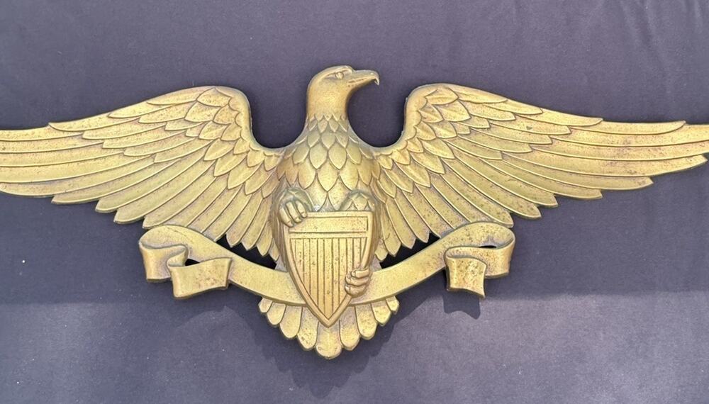 Vintage SEXTON Large 27" Gold Cast Aluminum American Eagle Metal Hanger EUC